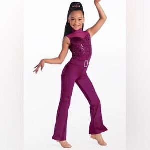 Weissman Showtime NEW Purple Sequin Dance Costume Jumpsuit